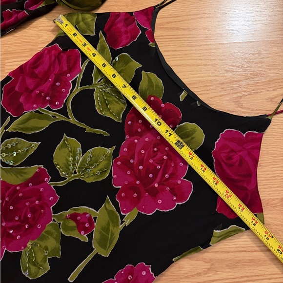 VTG Y2K Eva Blue Beaded Dress W/ Scarf Sz 10 Spaghetti Strap Flowy Formal Fairy - Picture 5 of 9